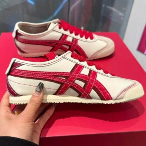 Onitsuka Tiger Men's Red and White Trainers - Picture 1 of 5